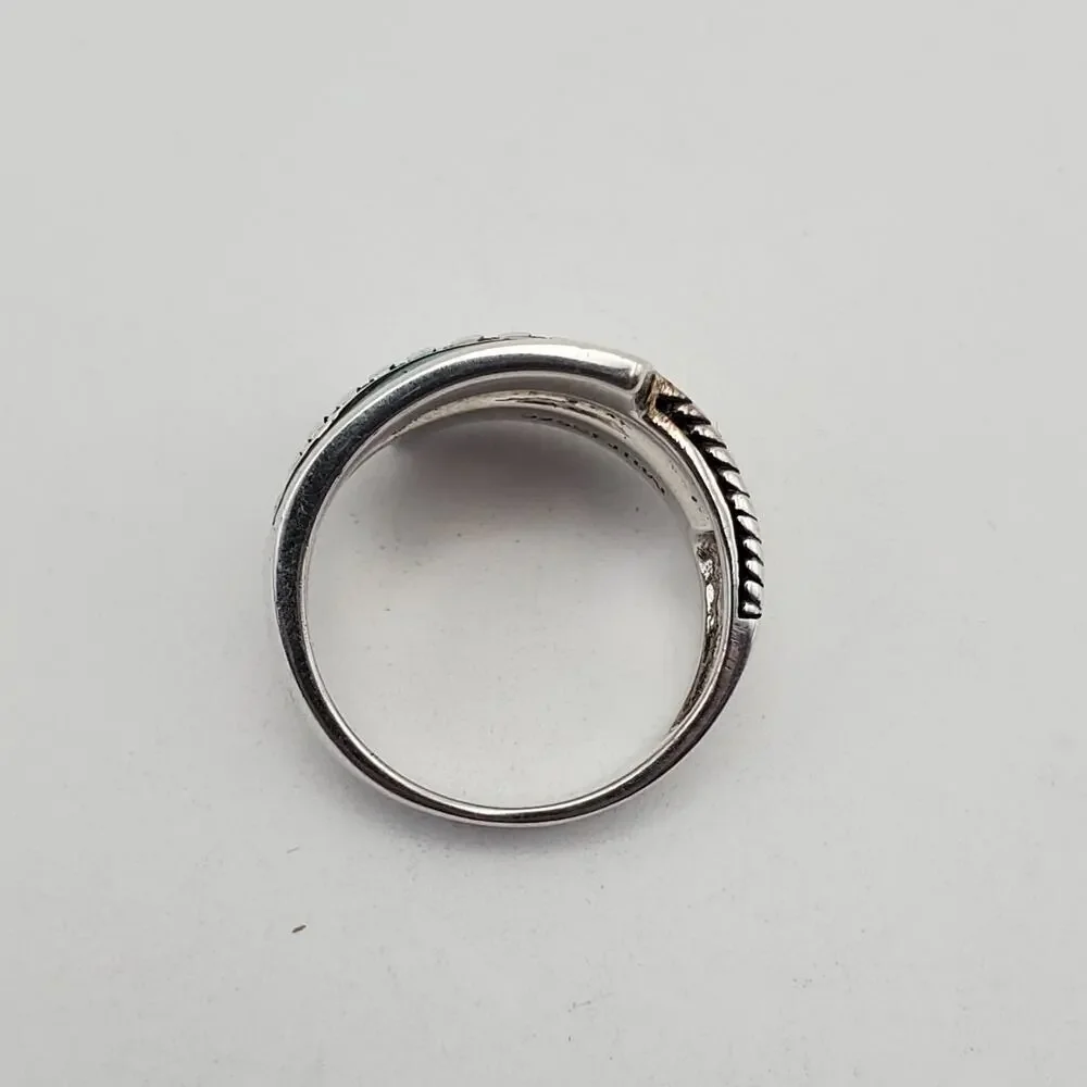 Sterling Silver 925 Turquoise & Mother of Pearl Inlay Ring Size 7